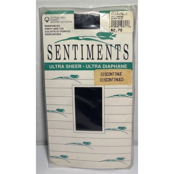 Sentiments Ultra Sheer Nylon Pantyhose Tall Black - Picture 1 of 4